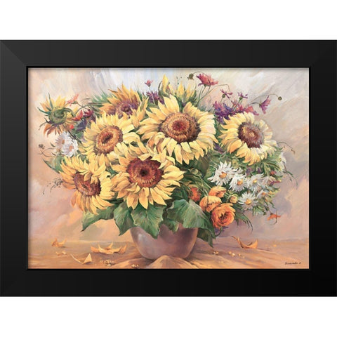 Sunflowers in Vase Black Modern Wood Framed Art Print by Belousova, Irina