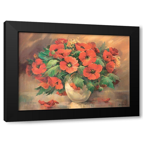 Poppies in Vase Black Modern Wood Framed Art Print by Belousova, Irina