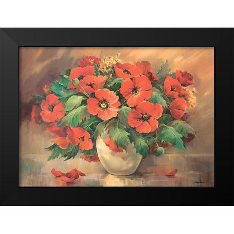 Poppies in Vase Black Modern Wood Framed Art Print by Belousova, Irina