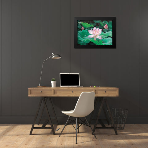 Water Lilly Black Modern Wood Framed Art Print by Chen Wu