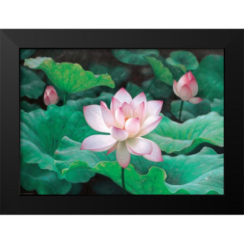 Water Lilly Black Modern Wood Framed Art Print by Chen Wu
