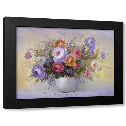 Flowers in Purple Colors I Black Modern Wood Framed Art Print by Gonzales, Pedro