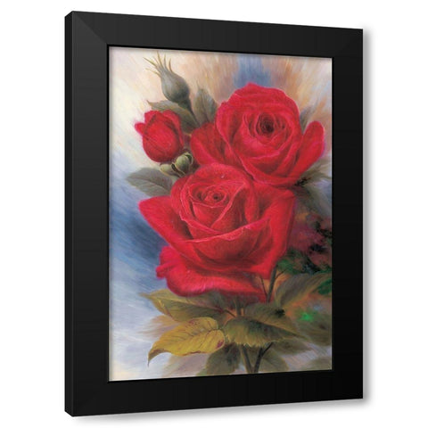 Roses I Black Modern Wood Framed Art Print by Piliszek, Beata