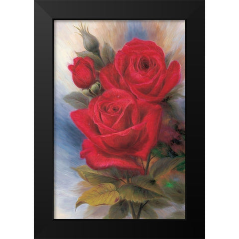 Roses I Black Modern Wood Framed Art Print by Piliszek, Beata