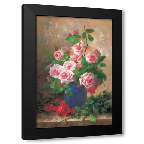 Roses II Black Modern Wood Framed Art Print by Piliszek, Beata