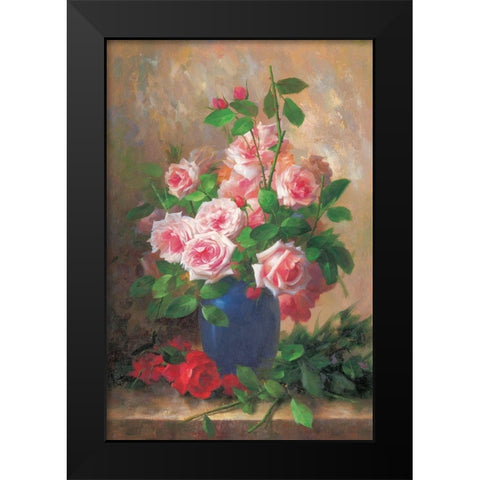 Roses II Black Modern Wood Framed Art Print by Piliszek, Beata