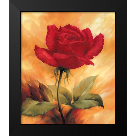 The Red Rose Black Modern Wood Framed Art Print by Skorupska, Patrycja