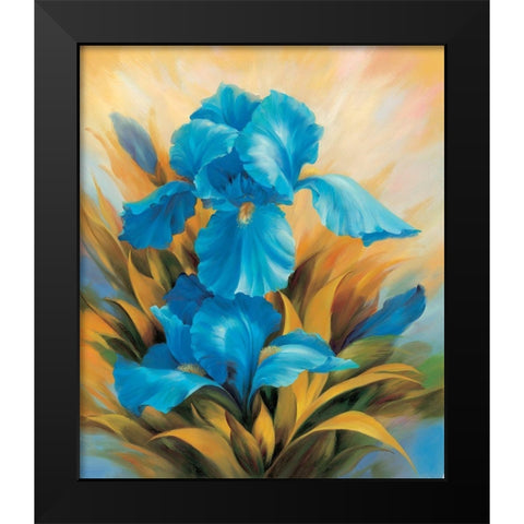 The Blue Iris Black Modern Wood Framed Art Print by Skorupska, Patrycja