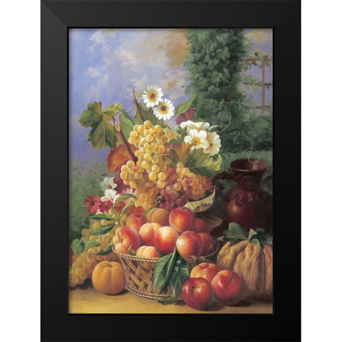 Still Life with Peaches Black Modern Wood Framed Art Print by Edward
