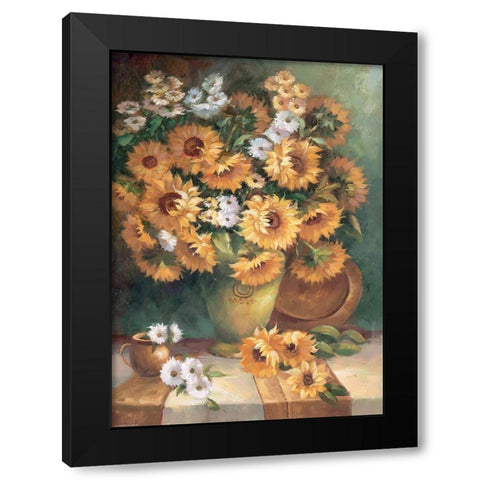 Sunflowers in Vase I Black Modern Wood Framed Art Print with Double Matting by Monica Nero