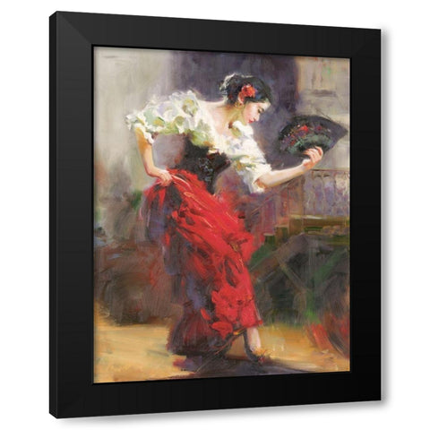 Flamenco Black Modern Wood Framed Art Print with Double Matting by Noches, Fernando