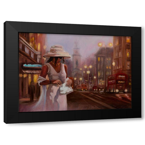 Girls in White Dress in London Black Modern Wood Framed Art Print with Double Matting by Stepien, Ryszard