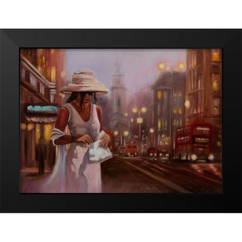 Girls in White Dress in London Black Modern Wood Framed Art Print by Stepien, Ryszard