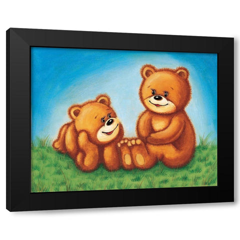 Teddy Bears I Black Modern Wood Framed Art Print by Daria