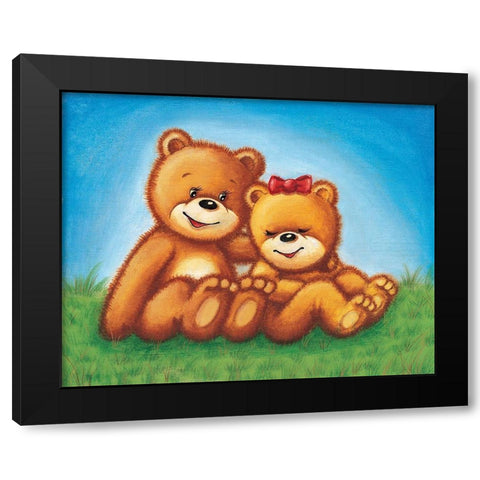 Teddy Bears II Black Modern Wood Framed Art Print by Daria