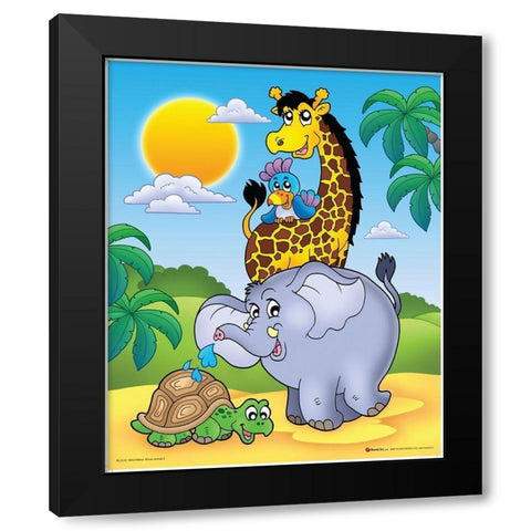 Happy African Animals II Black Modern Wood Framed Art Print with Double Matting by Viskova, Klara