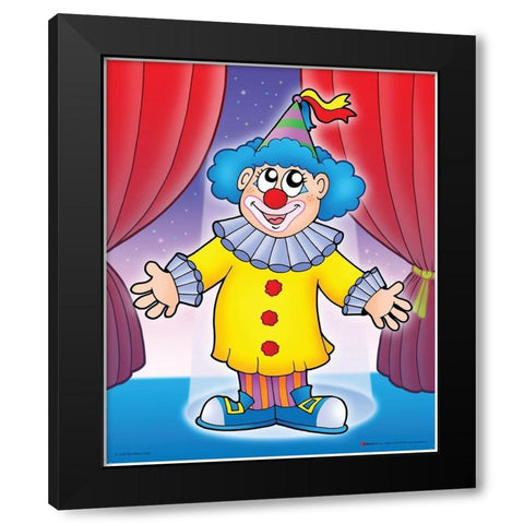 Smiling Clown Black Modern Wood Framed Art Print with Double Matting by Viskova, Klara