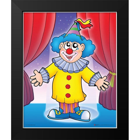 Smiling Clown Black Modern Wood Framed Art Print by Viskova, Klara