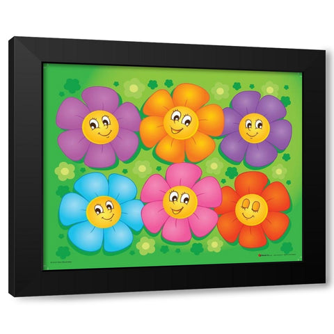 Flowers Black Modern Wood Framed Art Print by Viskova, Klara