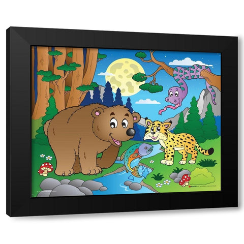 Wood Animals I Black Modern Wood Framed Art Print with Double Matting by Viskova, Klara