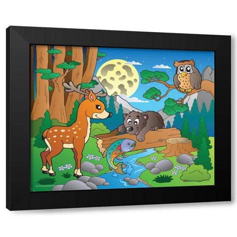 Wood Animals III Black Modern Wood Framed Art Print with Double Matting by Viskova, Klara
