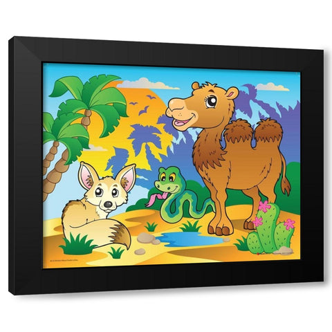 Desert Animals Black Modern Wood Framed Art Print with Double Matting by Viskova, Klara