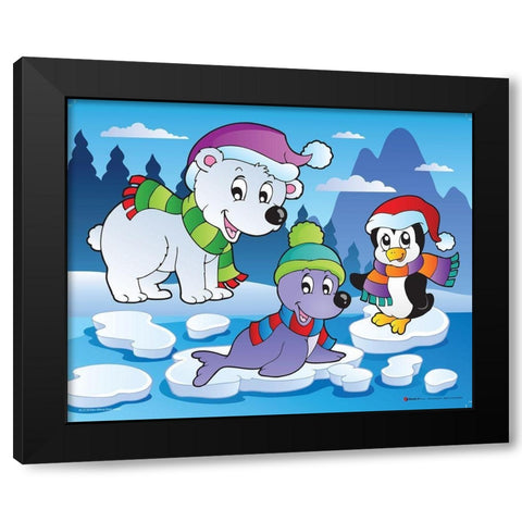 Winter Animals I Black Modern Wood Framed Art Print by Viskova, Klara