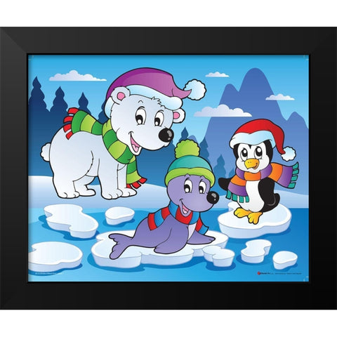 Winter Animals I Black Modern Wood Framed Art Print by Viskova, Klara