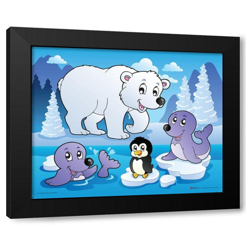 Winter Animals II Black Modern Wood Framed Art Print with Double Matting by Viskova, Klara
