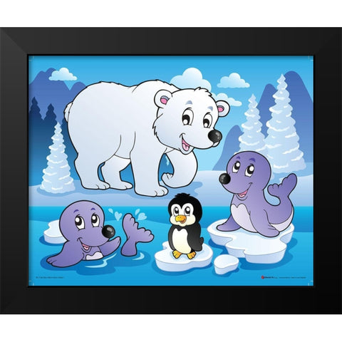 Winter Animals II Black Modern Wood Framed Art Print by Viskova, Klara