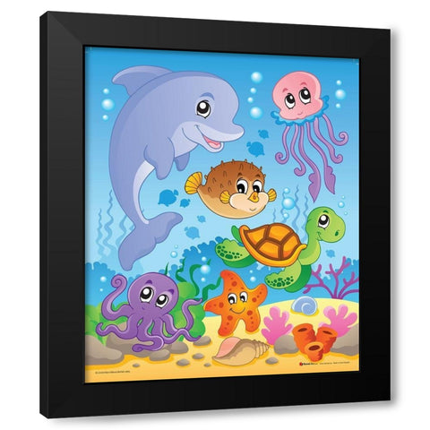 Sea life Black Modern Wood Framed Art Print with Double Matting by Viskova, Klara