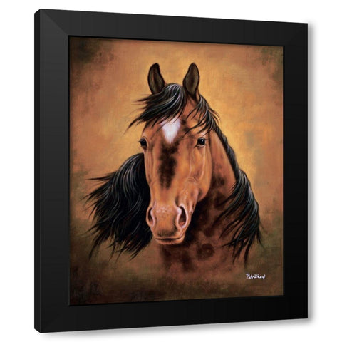 Brwon Horse Black Modern Wood Framed Art Print with Double Matting by Petrikova, Eva