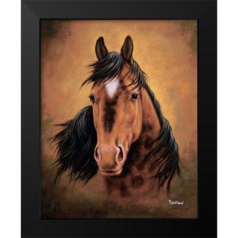 Brwon Horse Black Modern Wood Framed Art Print by Petrikova, Eva