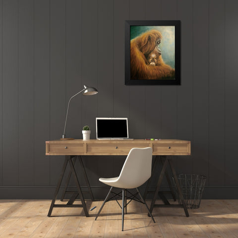 Ape with Suckling Black Modern Wood Framed Art Print by Skorepa, Jan