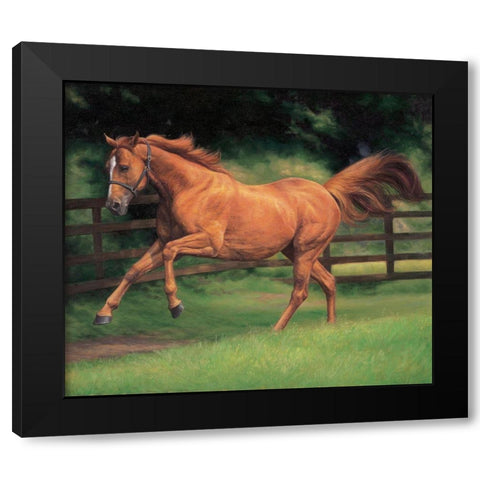Running Brown Horse Black Modern Wood Framed Art Print by Petrikova, Eva
