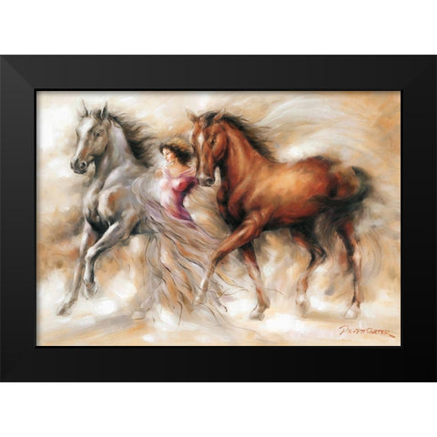 Ann with Horses I Black Modern Wood Framed Art Print by Carter, Prvett