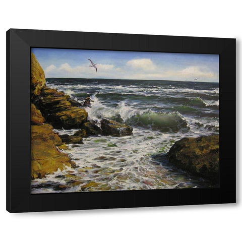 Black Sea Coast Black Modern Wood Framed Art Print by Cernov, Ivan