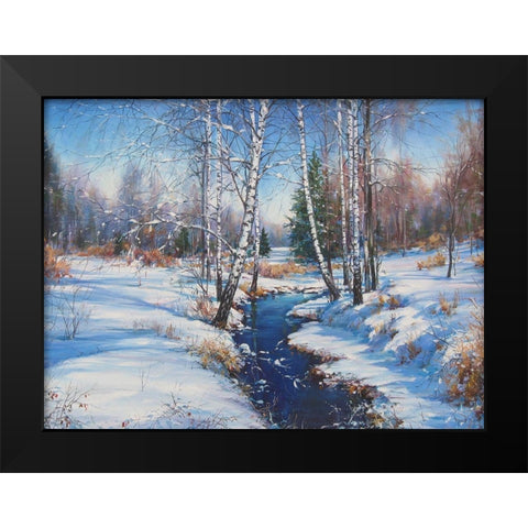 February Black Modern Wood Framed Art Print by Cernov, Ivan