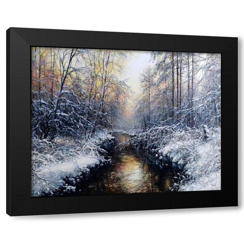 Golden February Black Modern Wood Framed Art Print by Cernov, Ivan