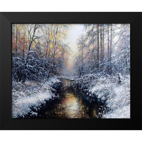 Golden February Black Modern Wood Framed Art Print by Cernov, Ivan