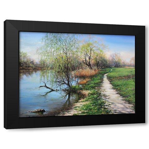 The Way-where is walking Spring Black Modern Wood Framed Art Print with Double Matting by Cernov, Ivan