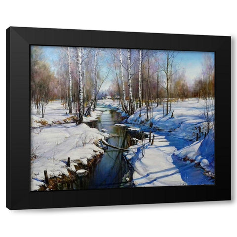 First warm days Black Modern Wood Framed Art Print with Double Matting by Cernov, Ivan