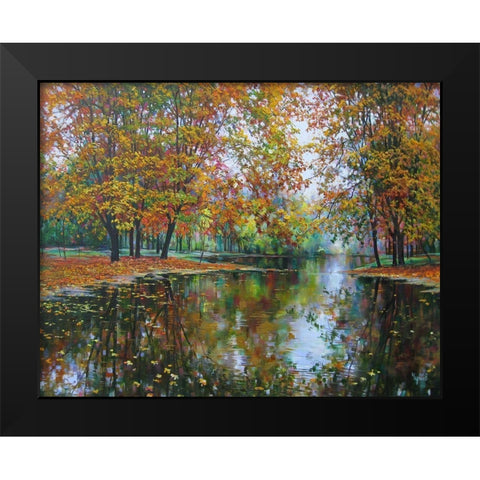 Autumn Mirror of River Black Modern Wood Framed Art Print by Cernov, Ivan