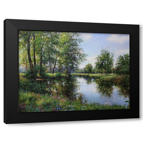 Honey June Black Modern Wood Framed Art Print with Double Matting by Cernov, Ivan