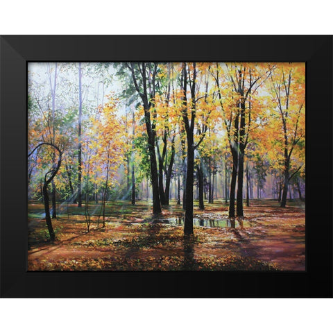 Park in Autumn Black Modern Wood Framed Art Print by Cernov, Ivan