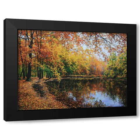 Autumn Sings with the River Black Modern Wood Framed Art Print with Double Matting by Cernov, Ivan