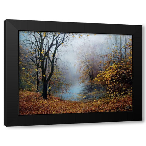 Autumn Dancing in the Fog Black Modern Wood Framed Art Print with Double Matting by Cernov, Ivan