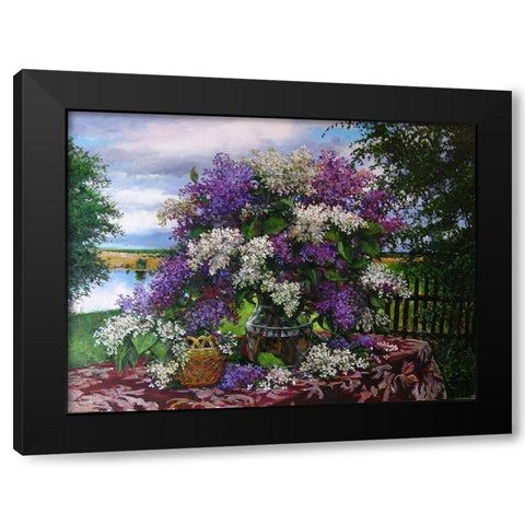 Lilac Black Modern Wood Framed Art Print by Cernov, Ivan