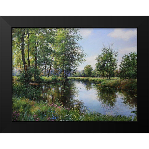 Honey June Black Modern Wood Framed Art Print by Cernov, Ivan