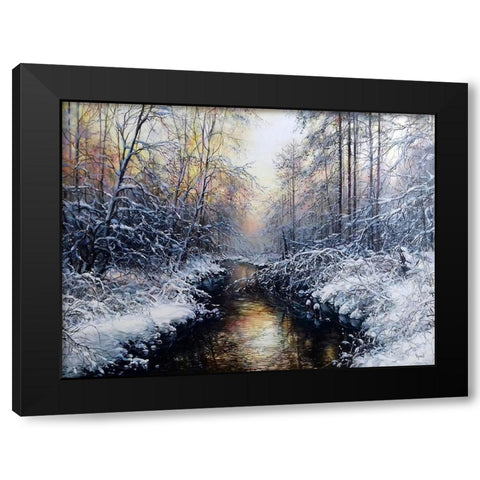 Golden February Black Modern Wood Framed Art Print with Double Matting by Cernov, Ivan